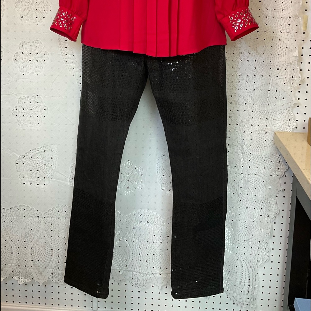 🎈Jane Doe Black Sequins Jeans Casual Cocktail Party SZ 15 SALE❗️